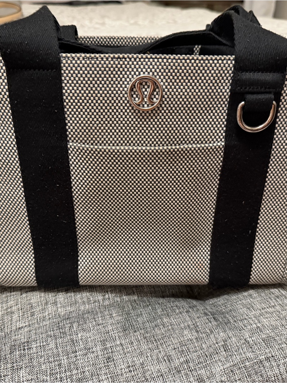 lululemon athletica Black and Cream Canvas Tote
